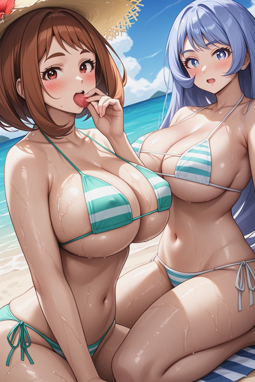 Bikini Aside, Tight Wet White Shirt Lift Up, Beautiful Eyes Porno IA Hentai