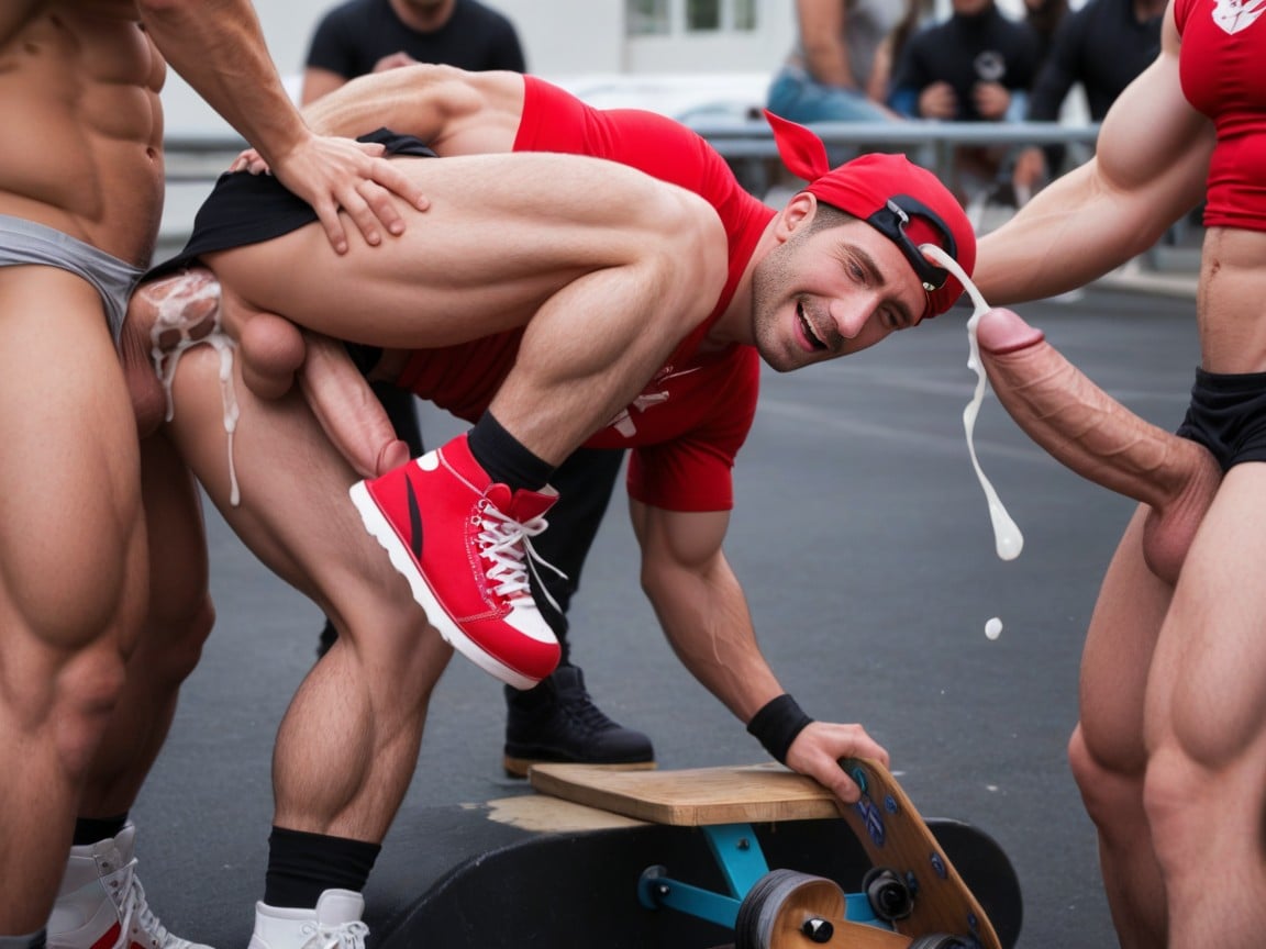 Skaters, Messy Brown Hair, Sucking Cock AI Gay Porn