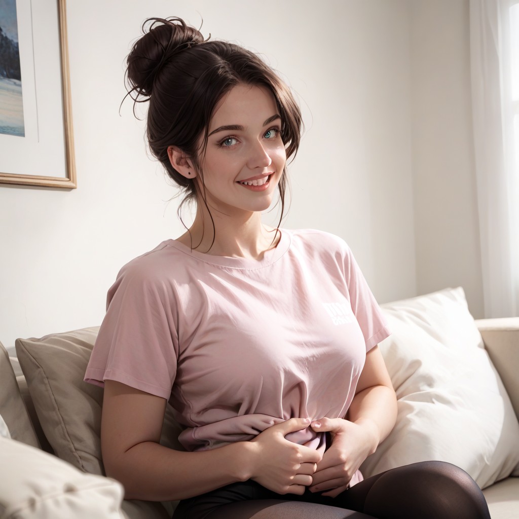 Bare Belly With Slight Bulge, First Trimester Pregnancy, 1 Person Hentai AI Porn