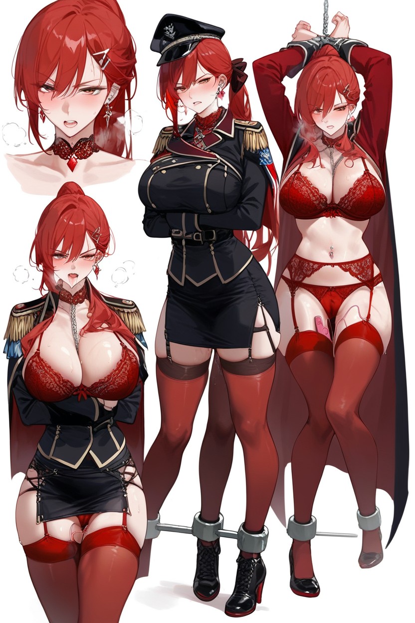 模特姿势, Red Hair Pin, Seductive AI黃漫