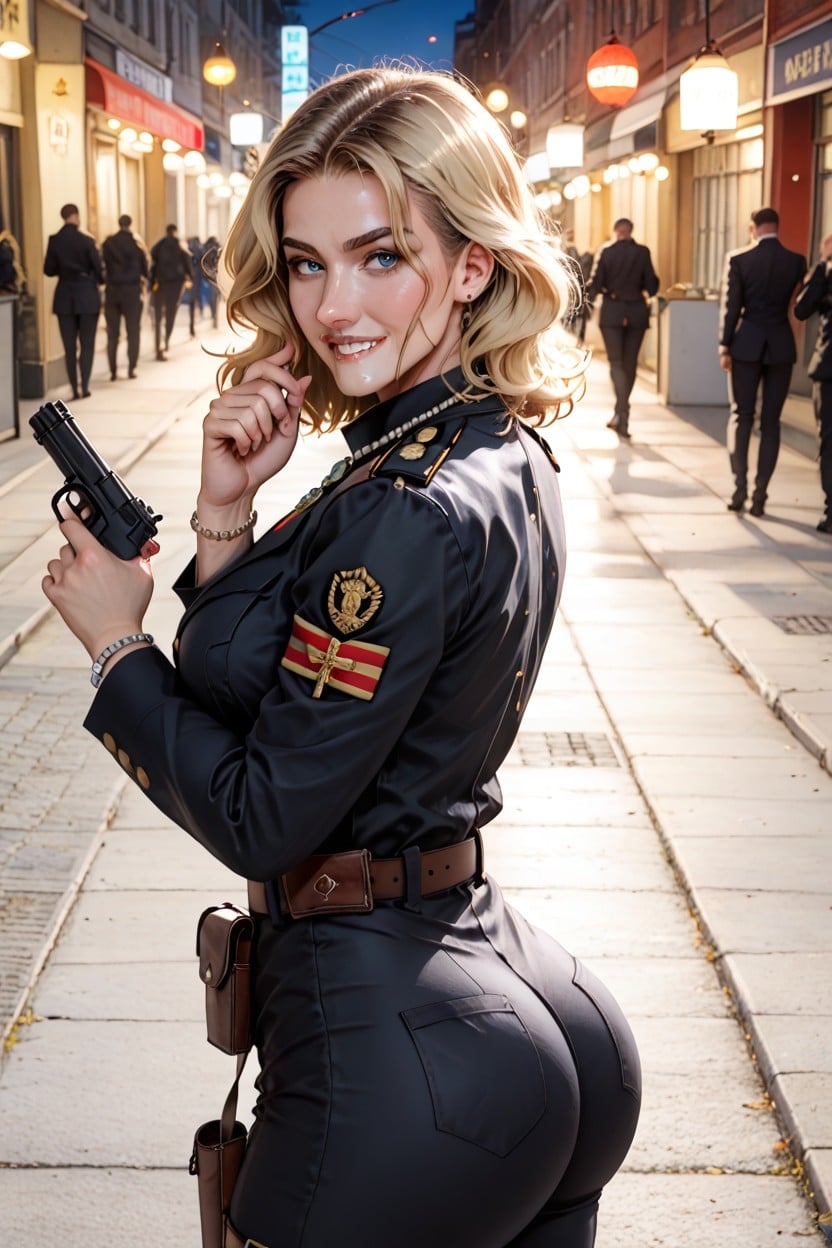 Looking At Viewer, German Soldier Woman, Soft Light AI Porn