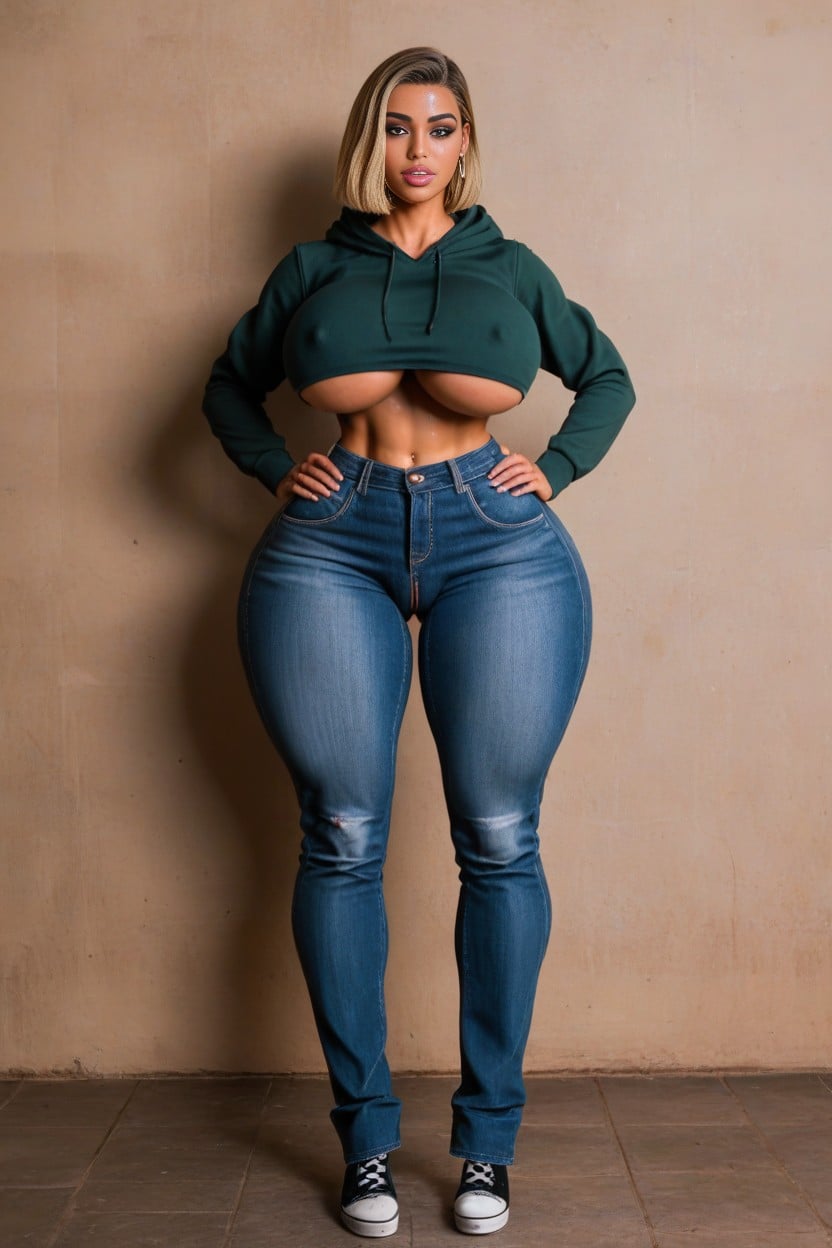 Hourglass, Bent Over, Beautiful Face AI Porn