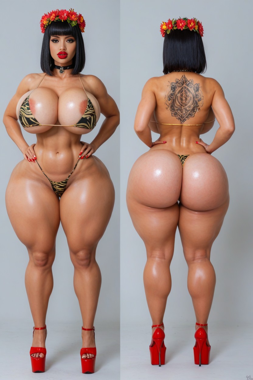 Back View, Perfect Anatomical Body Extremely Beautiful Face, Bikini AI Porn