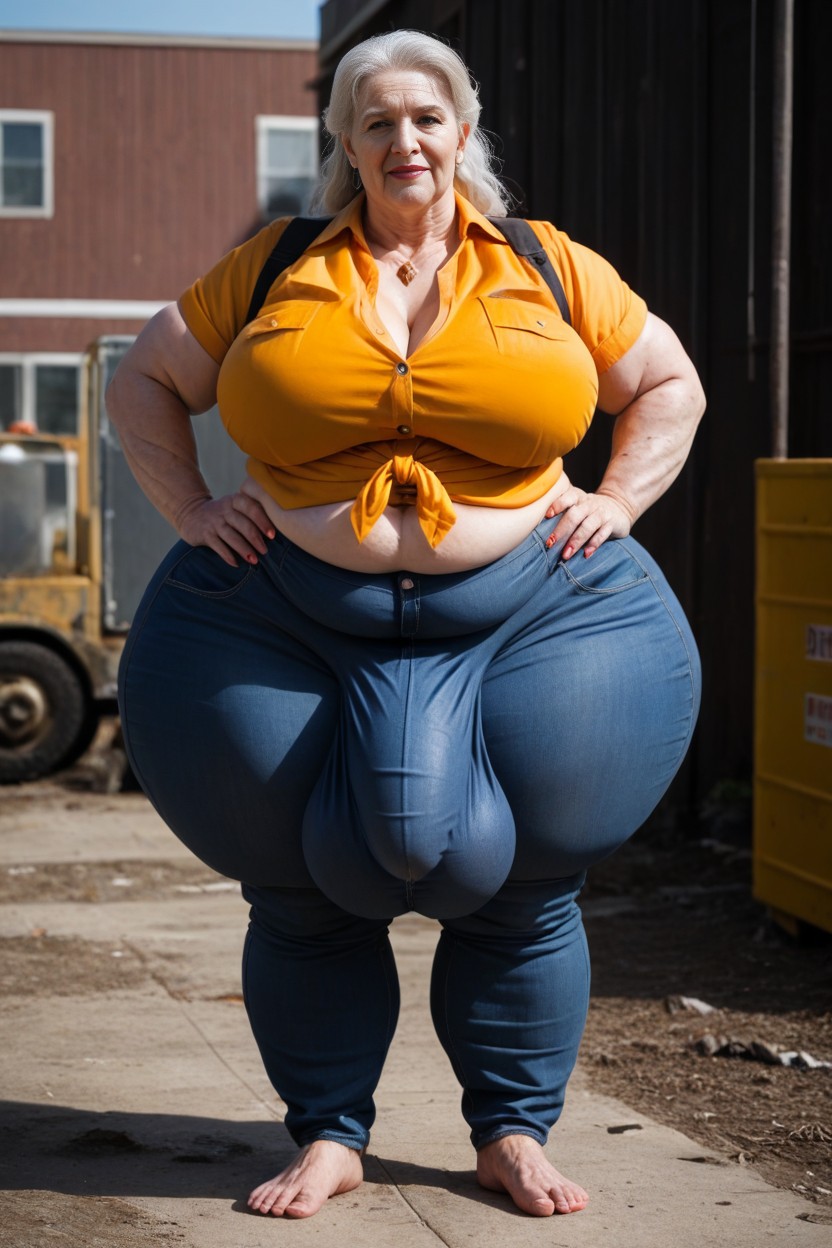 Standing At Construction Site, Thick Huge Detailed Cock Under Clothing, Fully Clothed AI Porn