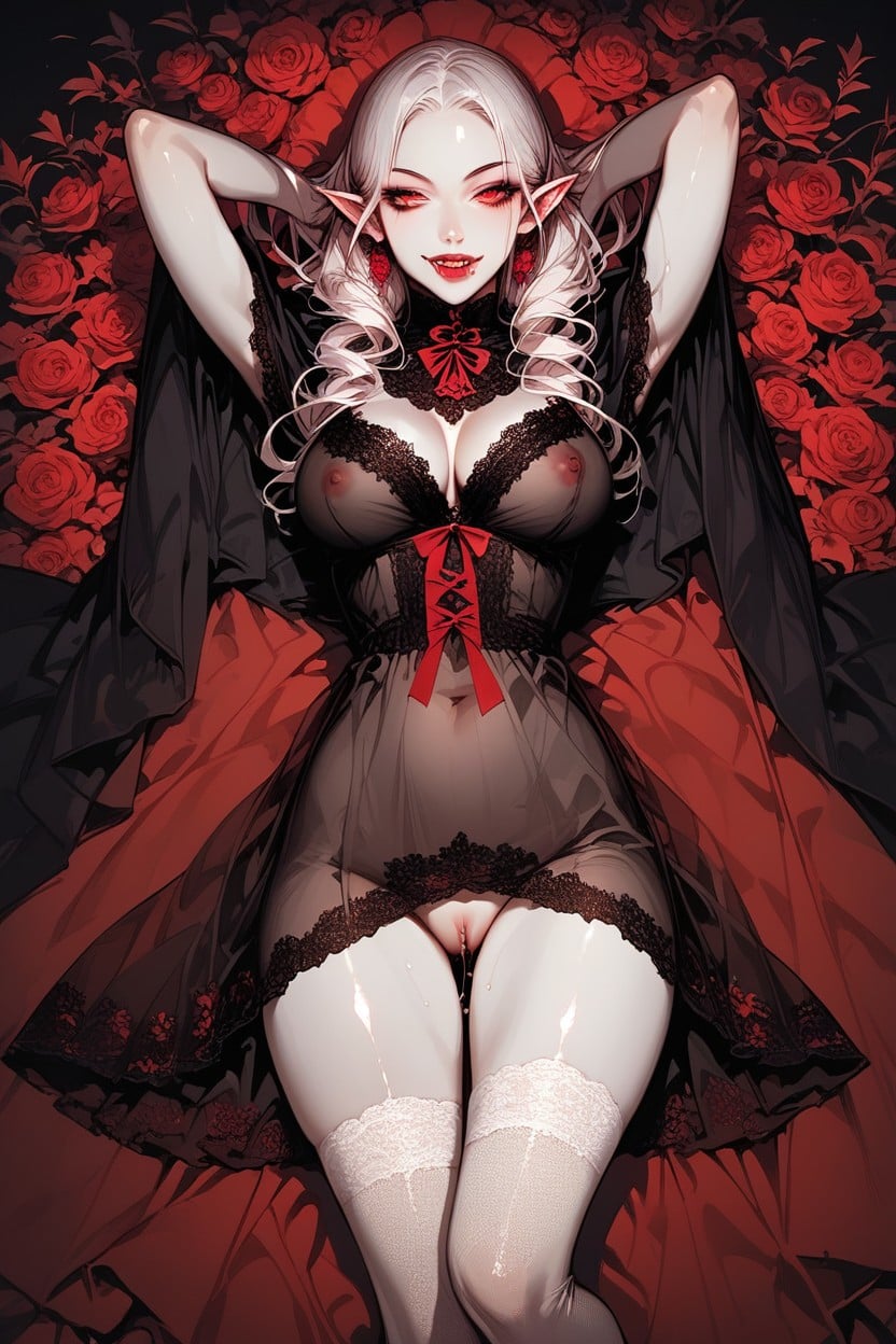 Red Eyes, Vampire, Fangs AI Porn