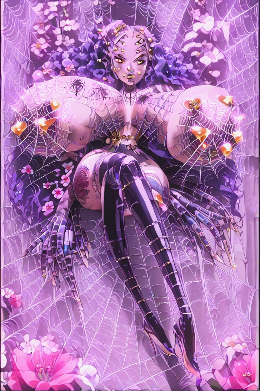 Lovely Spiderweb Patterns Flashy Bikini Suits, Liguero, Spikes Hentai IA