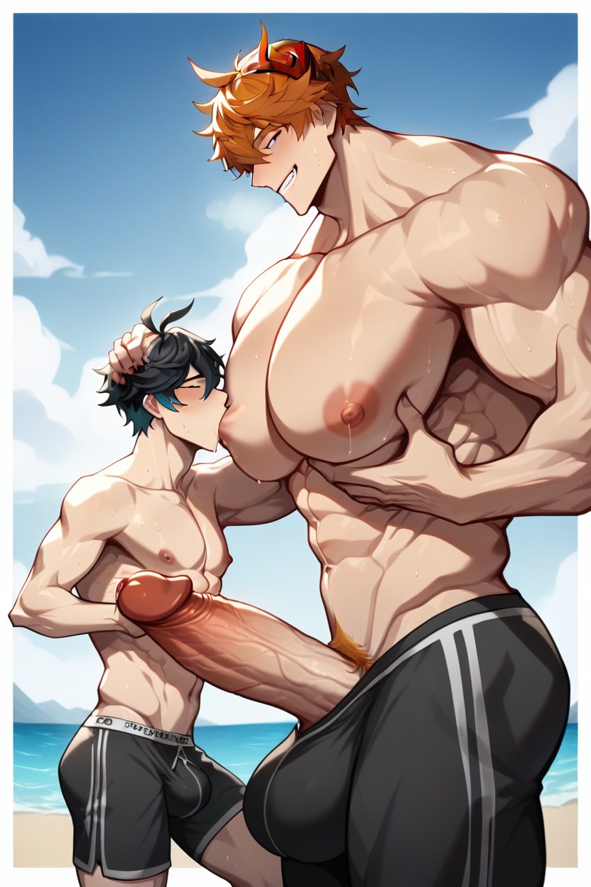 Hyper Thick Cock, 2명, Grabbing 게이 AI 포르노