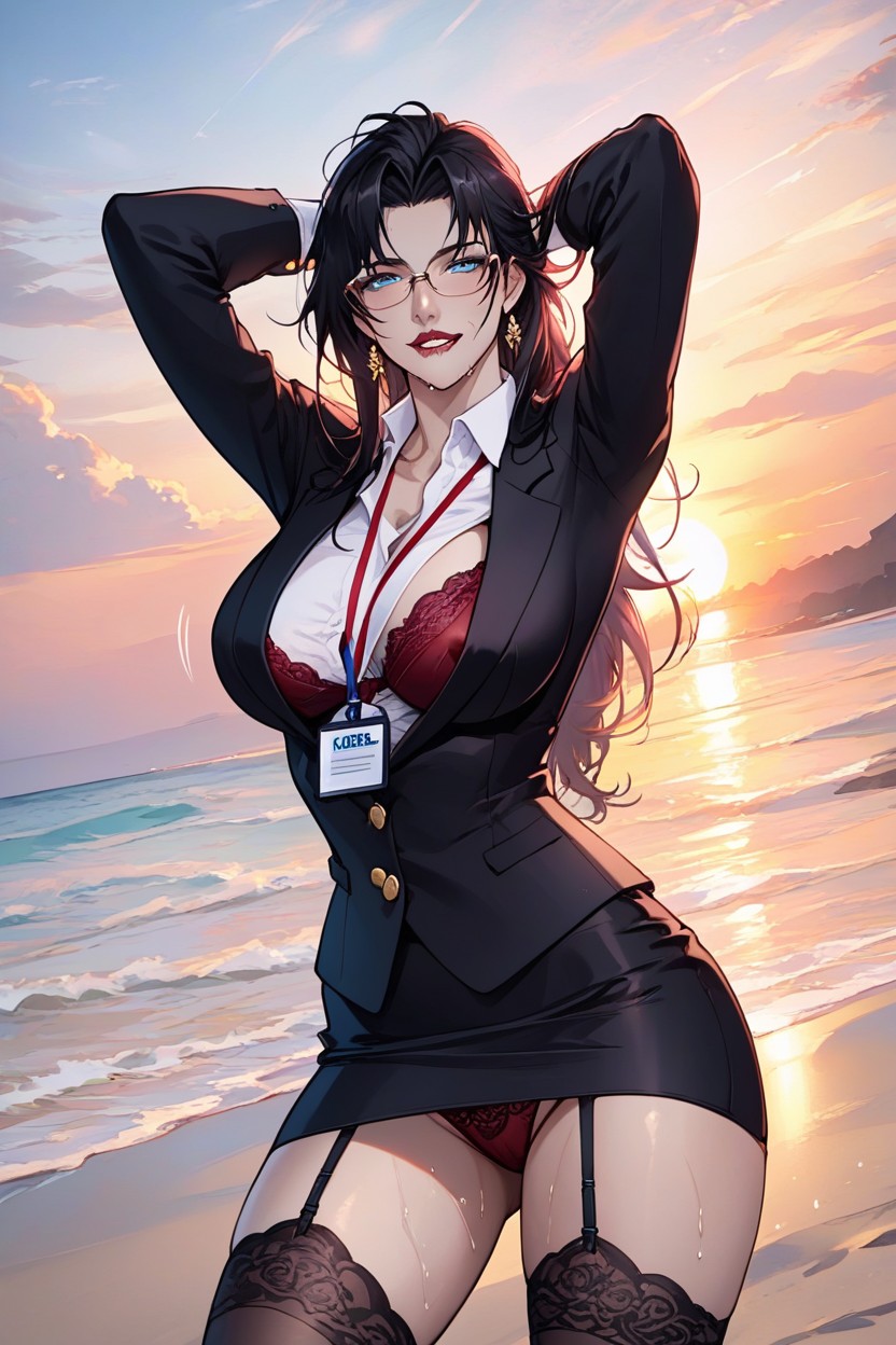 Long Hair Loose, Camera Position Close Up View, Maroon Bra Hentai AI Porn