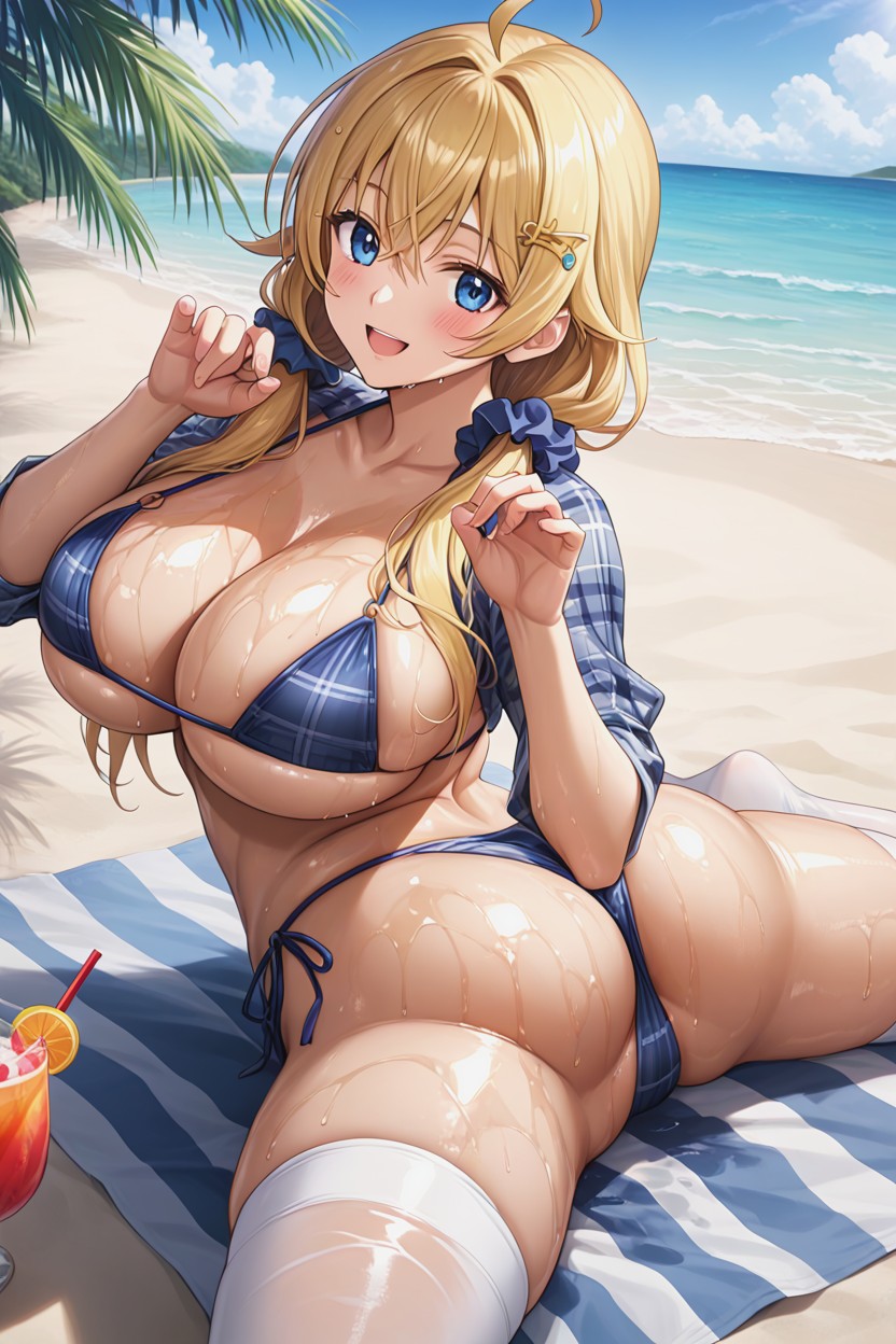 Oiled Skin, Low Twintails, Perfect Figure Hentai AI Porn