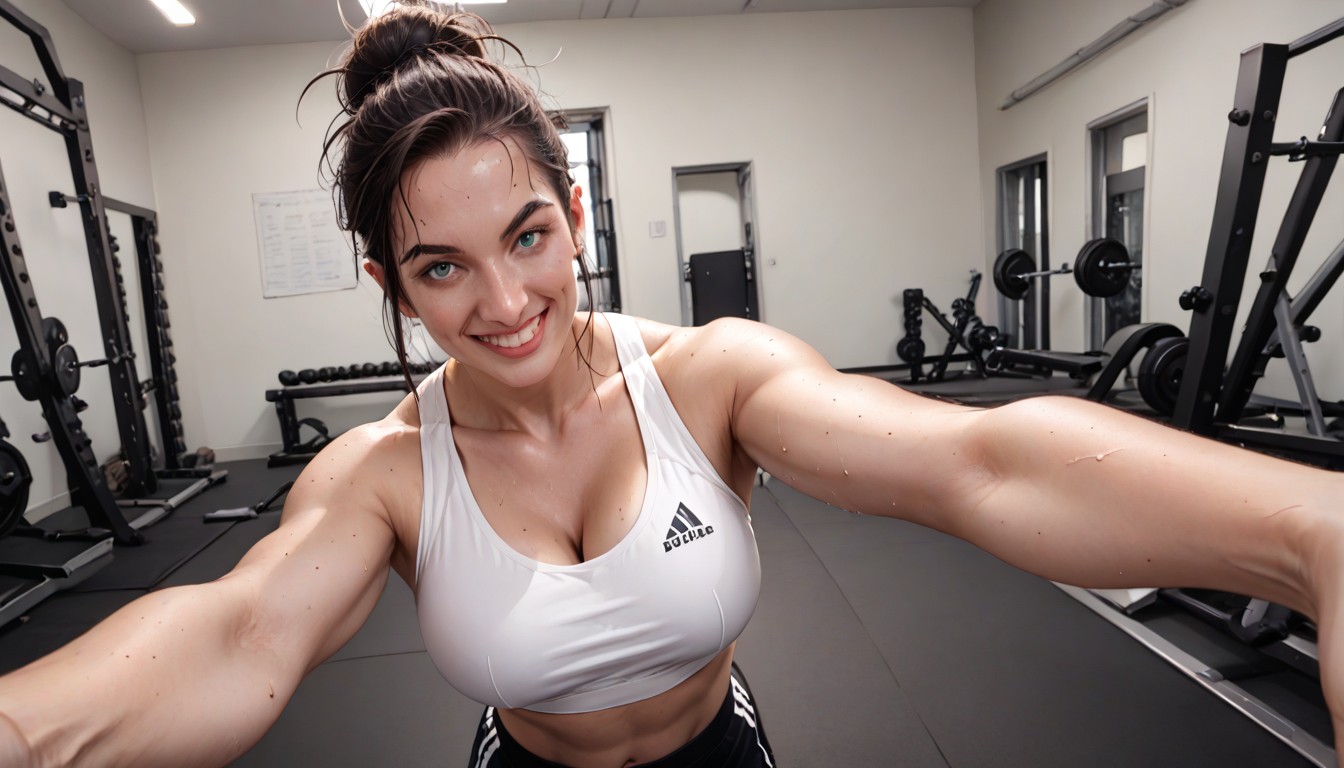 Selfie, Squeezing Breasts, Happy Hentai AI Porn