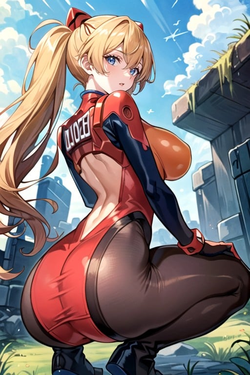 Outdoor Sun And Blue Sky Background, Glamourous Beauty, Beautiful Back Curve Hentai AI Porn