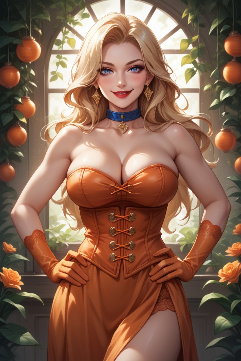 Big Blue Eyes, Red Lips, Fit AI Porn