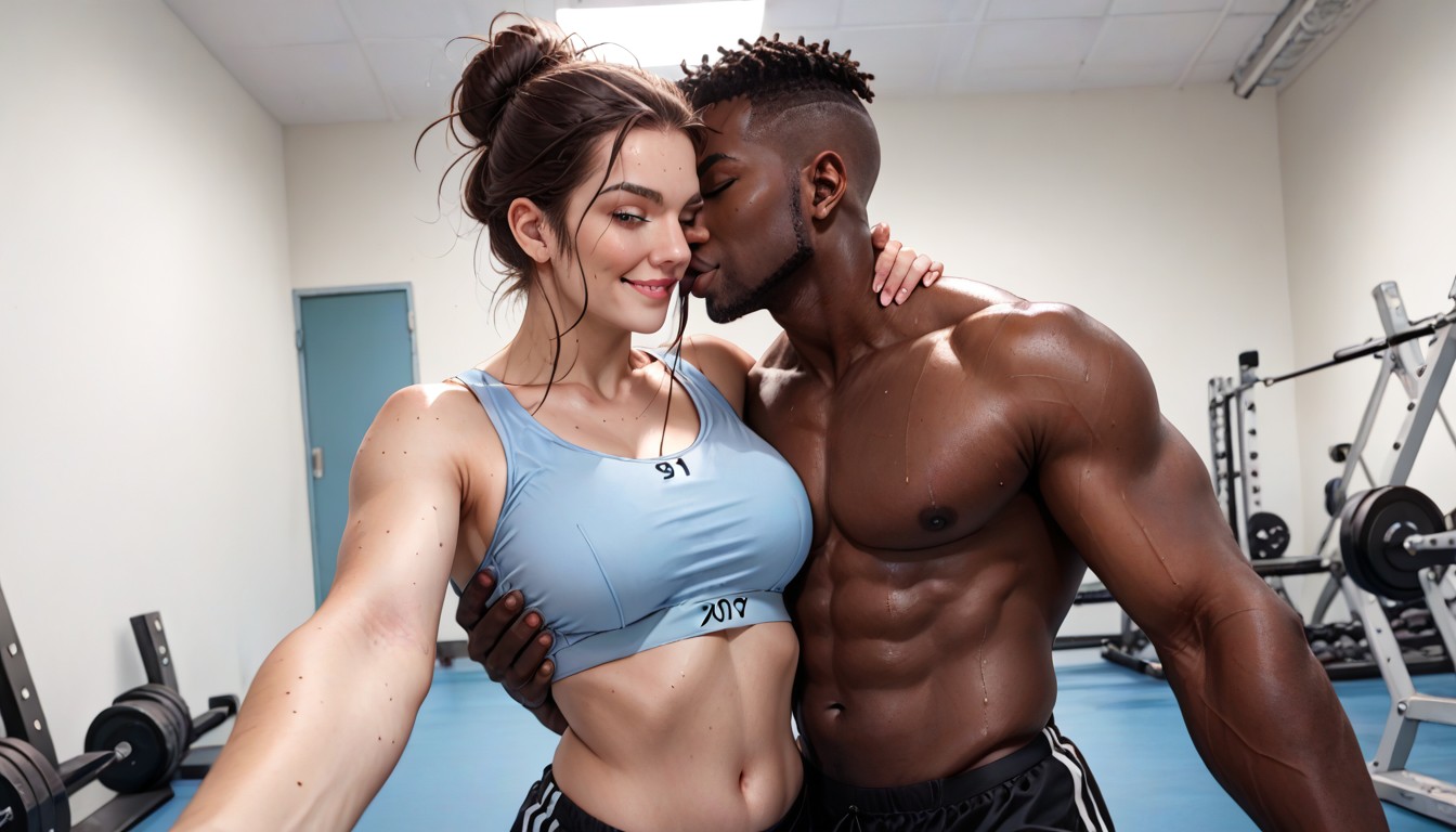 Wink, Interracial, Sharp Skin Color Contrast Hentai AI Porn