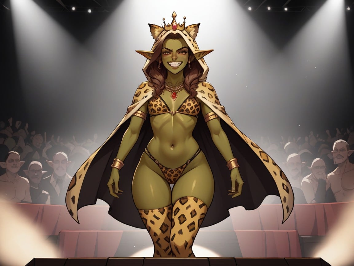 Vibrant Saturated Colors, Dark Skin Brown, Gold Spot Light On Woman Porno latina IA