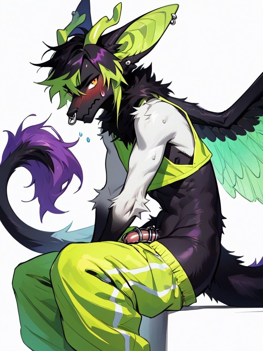 White Fur, Lean Body, Webbed Wings Furry AI Porn