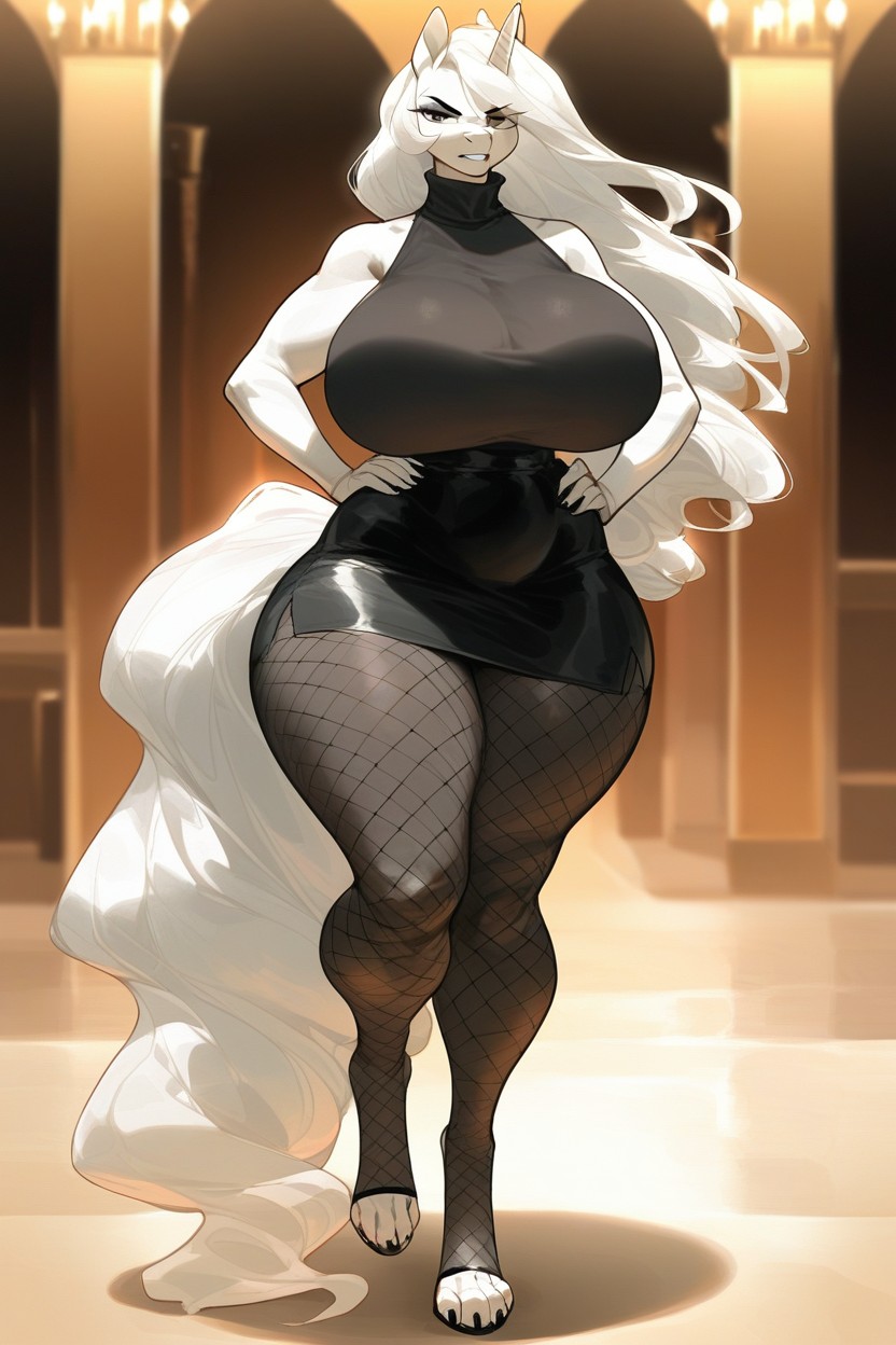 Black Eyeshadow, Hair, Lidded Eyes Furry AI Porn