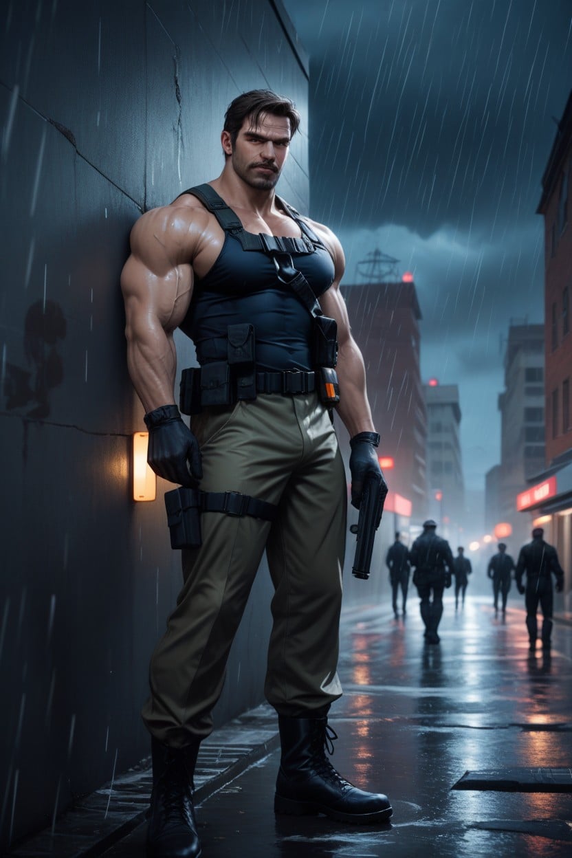 Muscle Daddy Physique, Full Body, Muscular Build AI同性戀黃片