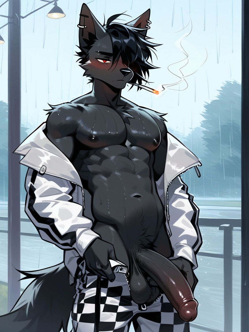 Baggy Pants, Black Hair, Wasp Waist Furry AI Porn