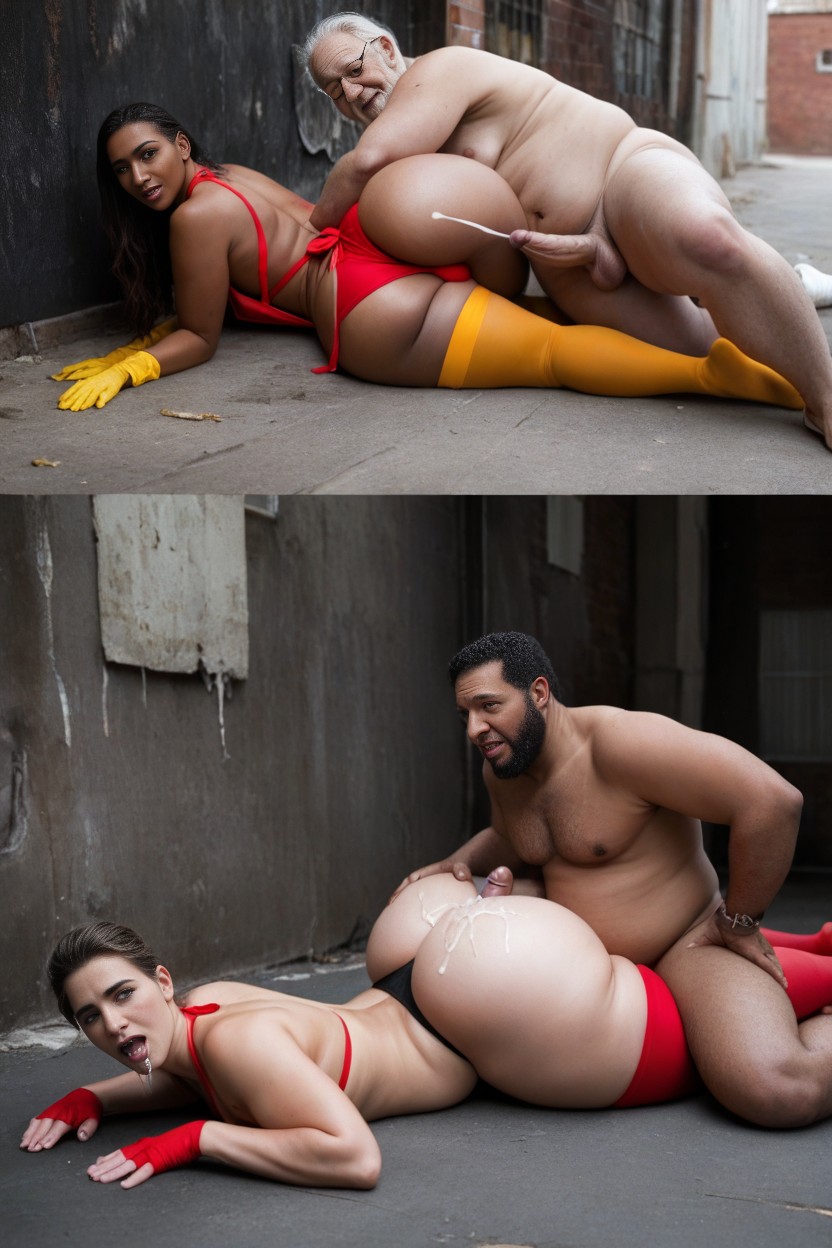 Angry, Long Yellow Kitchen Gloves, Sad Expression AI Gay Porn