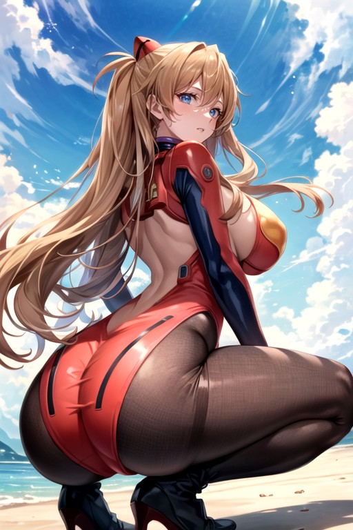 Große Brust, Outdoor Sun And Blue Sky Background, Body Stockings Hentai KI Porno