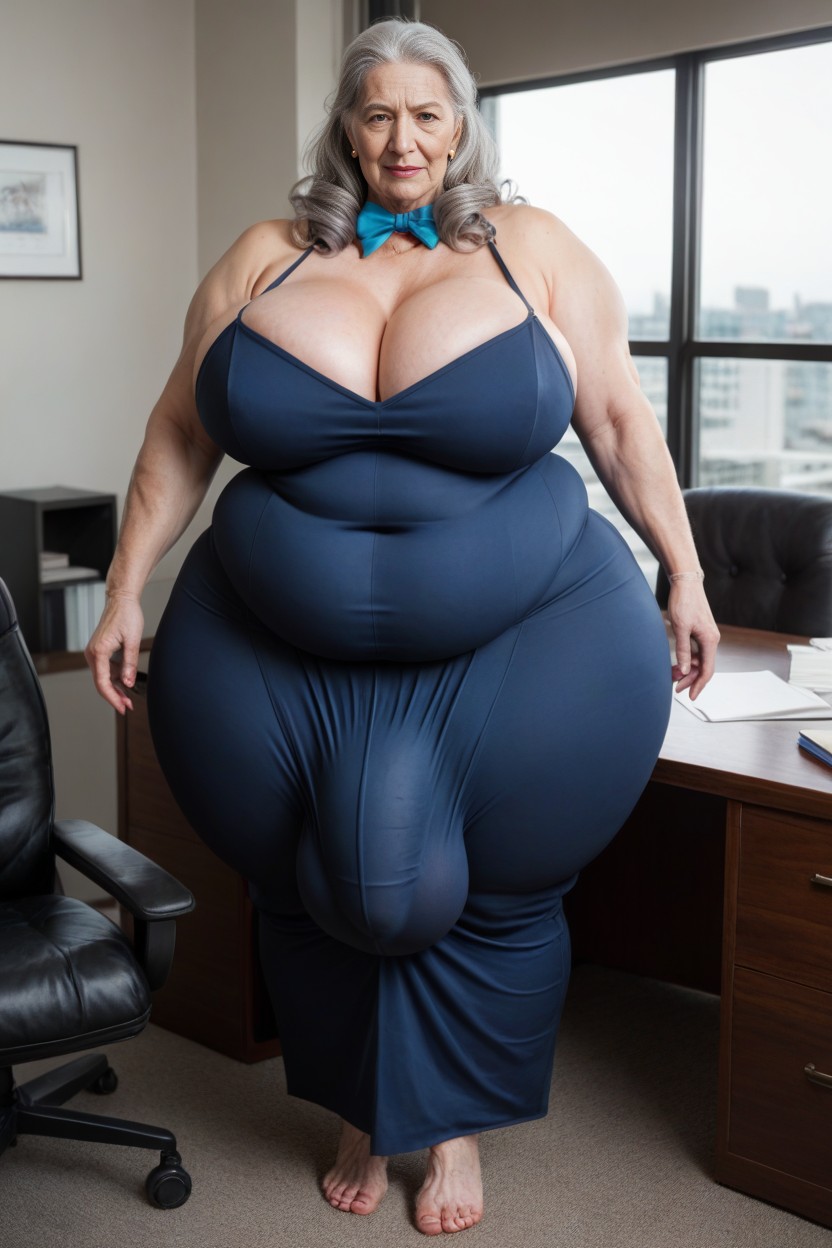 Thick Huge Detailed Cock Under Clothing, Plump Lips, Tight Long Skirt AI Porn
