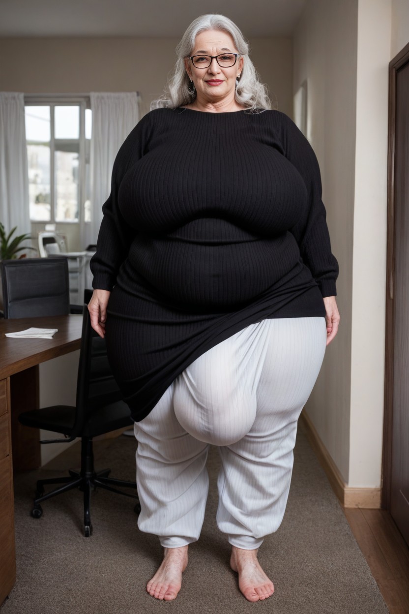 Fully Clothed, Hairy Man Arms Massive Huge Flaccid Hyper Bulge, Large Hyper Hips AI Porn