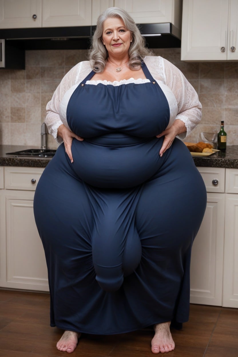 Dick Bulge, Long Skirt, Extreme Cellulite Hairy Feet Like A Hobbit AI Porn