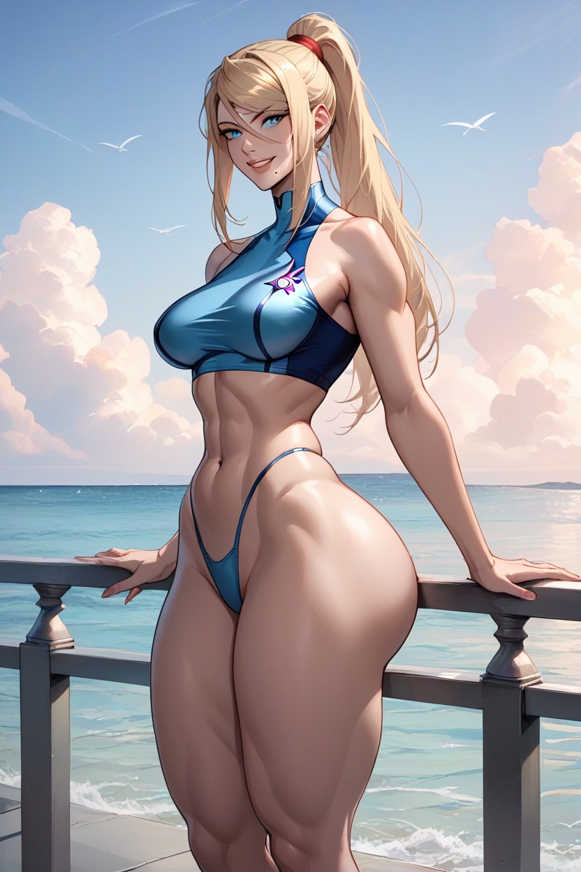Beautiful Face, High Details, Fit Abdomen AI Porn