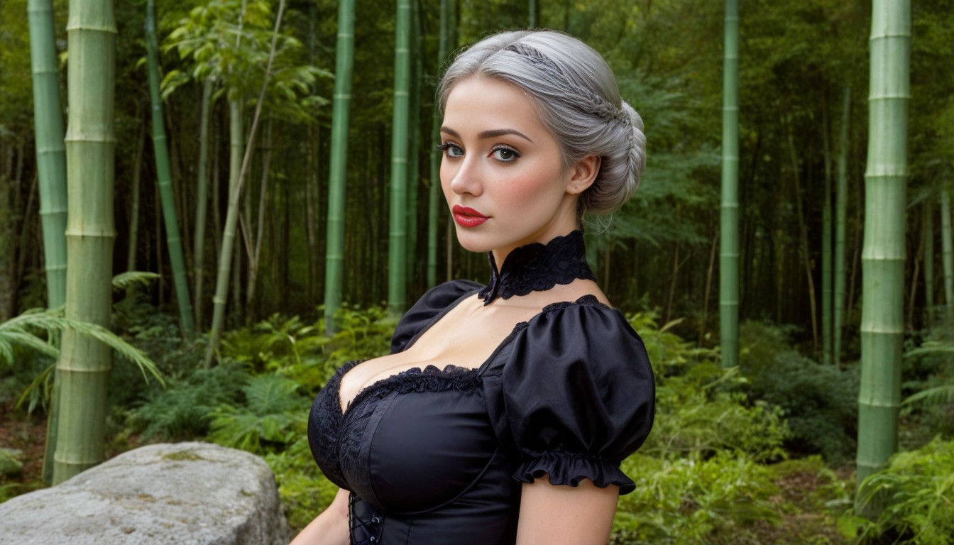 Thigh High, Side View, Bamboo Forest AI Porn