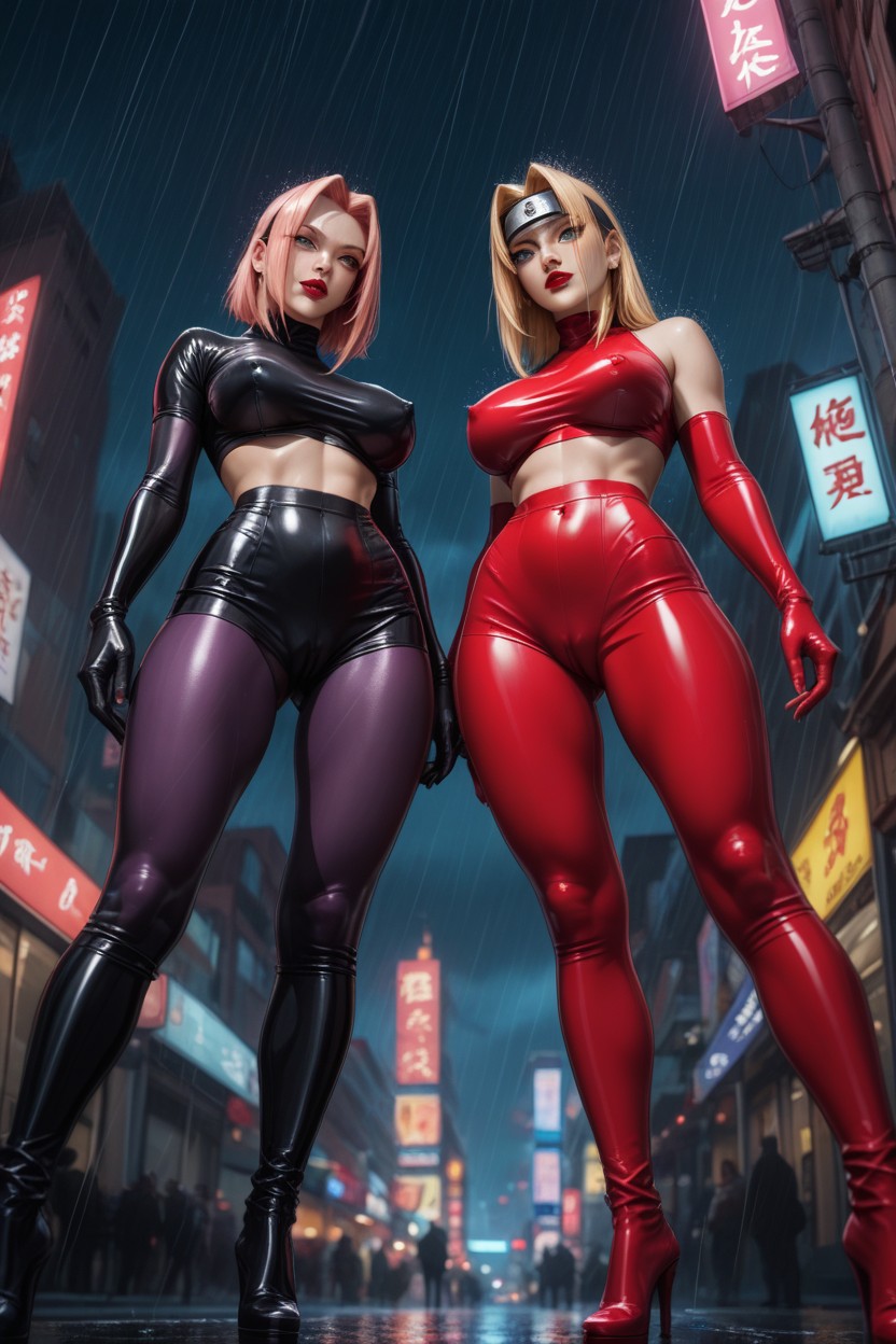 Bottom Up, Latex Top, Medium Breast AI Porn