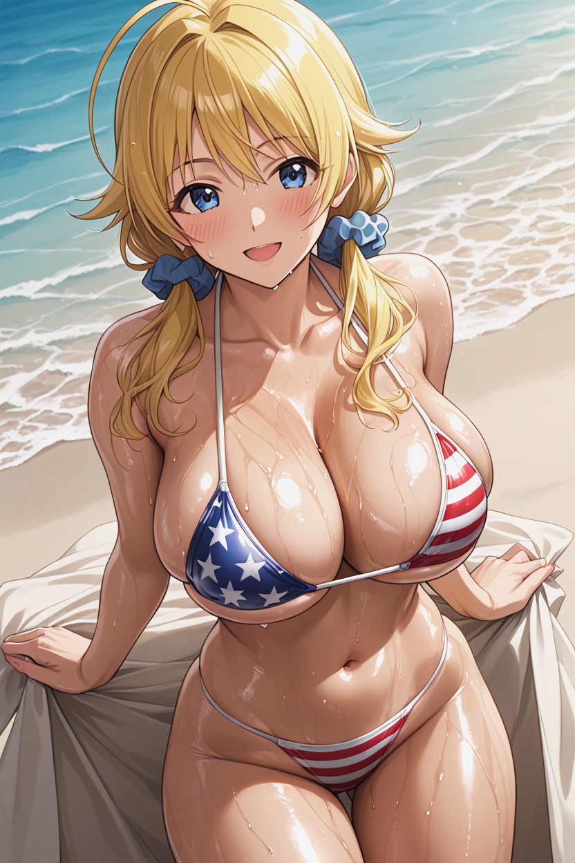Huge Breasts, Pretty Face, Hair Scrunchie Hentai AI Porn