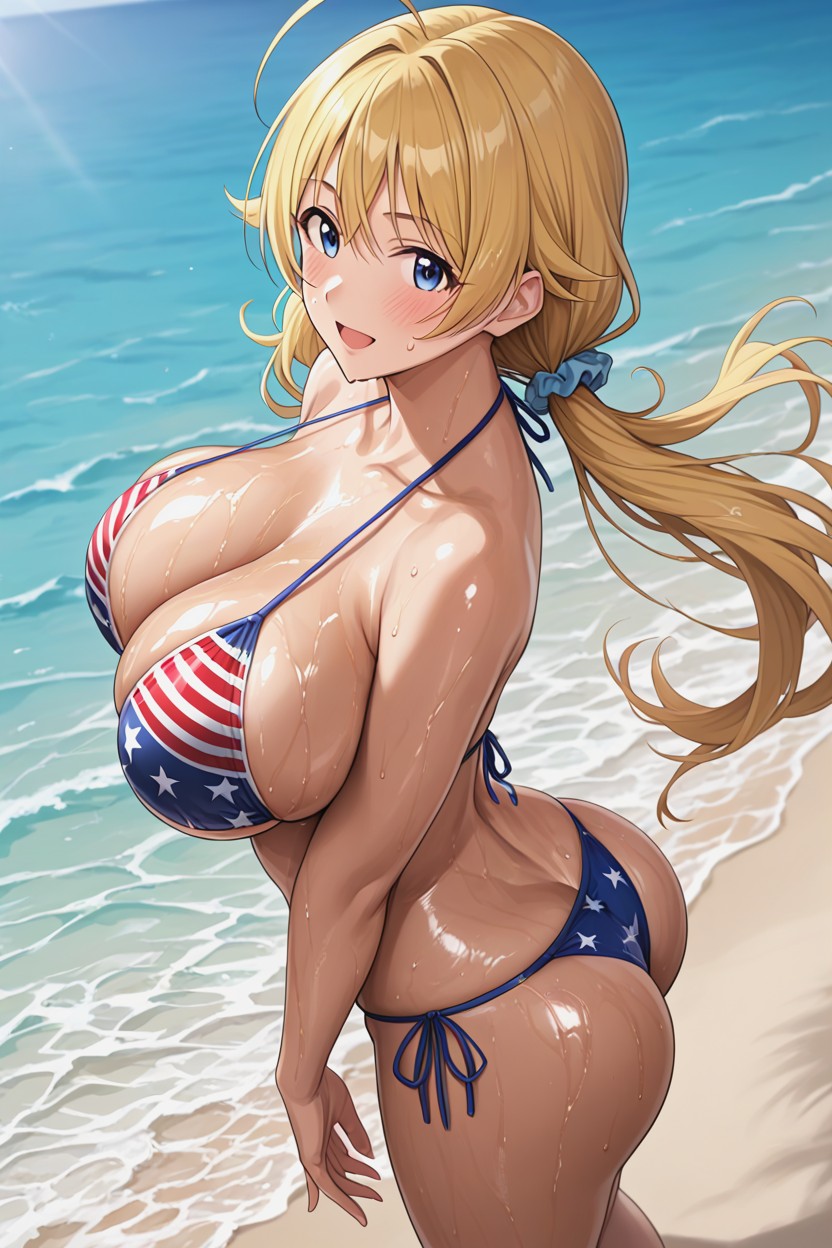 Beach, Anime Style, Clothed Hentai AI Porn