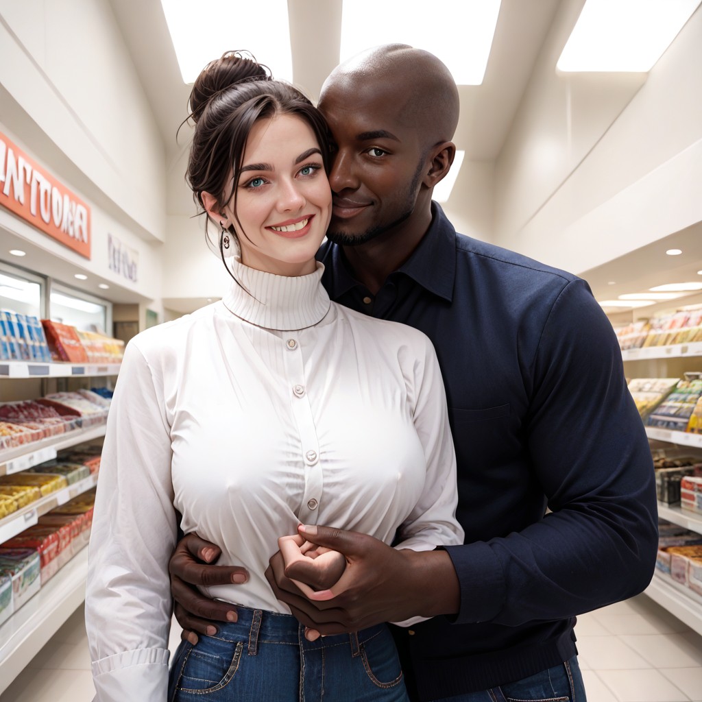 Interracial, Dressed In Casual Outfits, Cute Hentai AI Porn