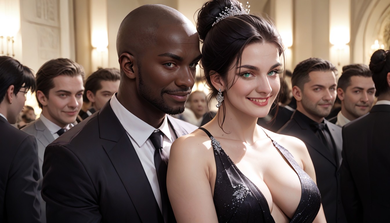 Close Up, Submissive White Woman And Dominant African Black Man, Happy Hentai AI Porn