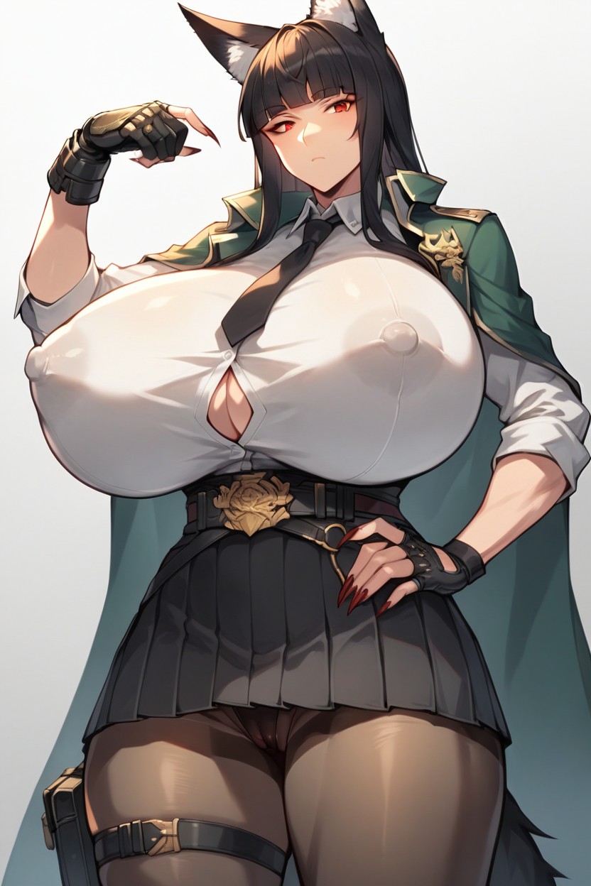 Belt, Black Necktie, Sharp Nails Hentai AI Porn