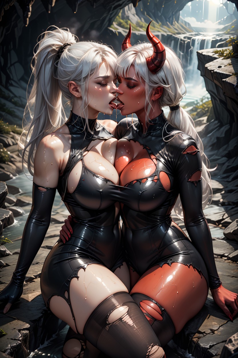Torn Clothes, 18+, Red Skin Hentai AI Porn