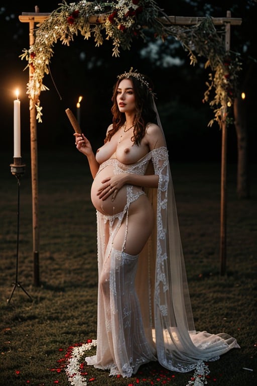 Full Body, But From Ritual And Rebellion In The Dark Womb Of The Wild, Her Breath Steady She Is The Chosen Of Forgotten Rites AI Porn