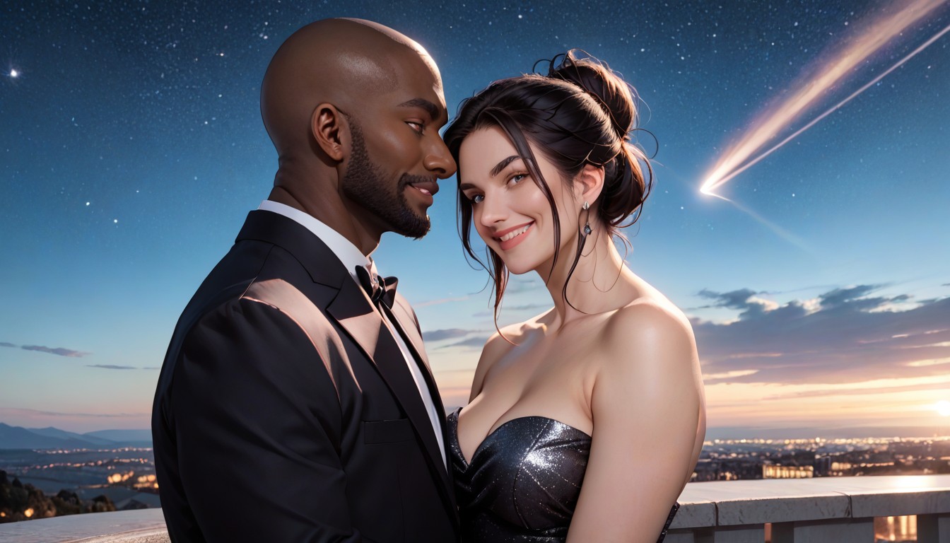 Formalwear, Wedding Reception, One Shooting Star In Night Sky Hentai AI Porn