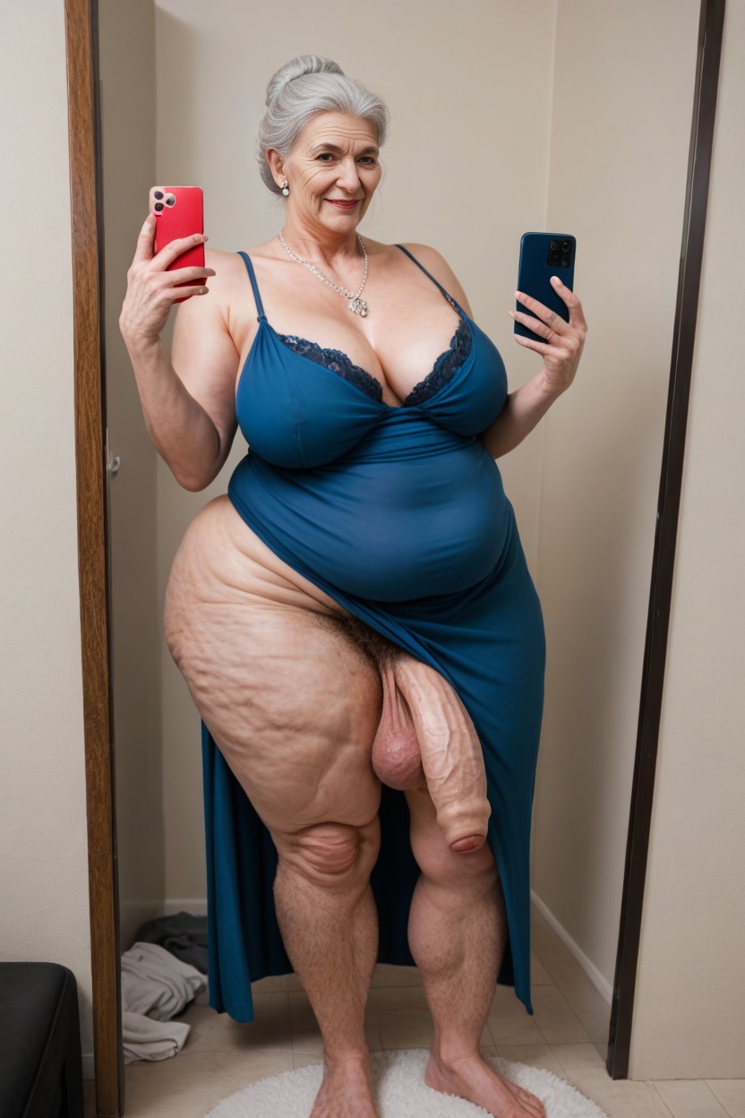 Foreskin, Hyper Hairy Chest Hair Extremely Massive Long Bulge Through Clothing, Standing AI Porn
