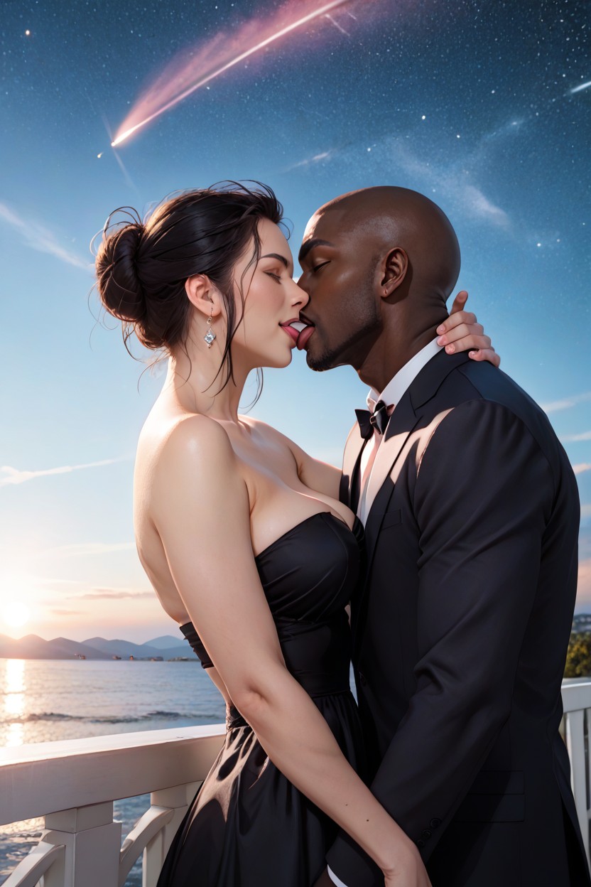 Passionate Kissing, High Contrast, Sfw Hentai AI Porn