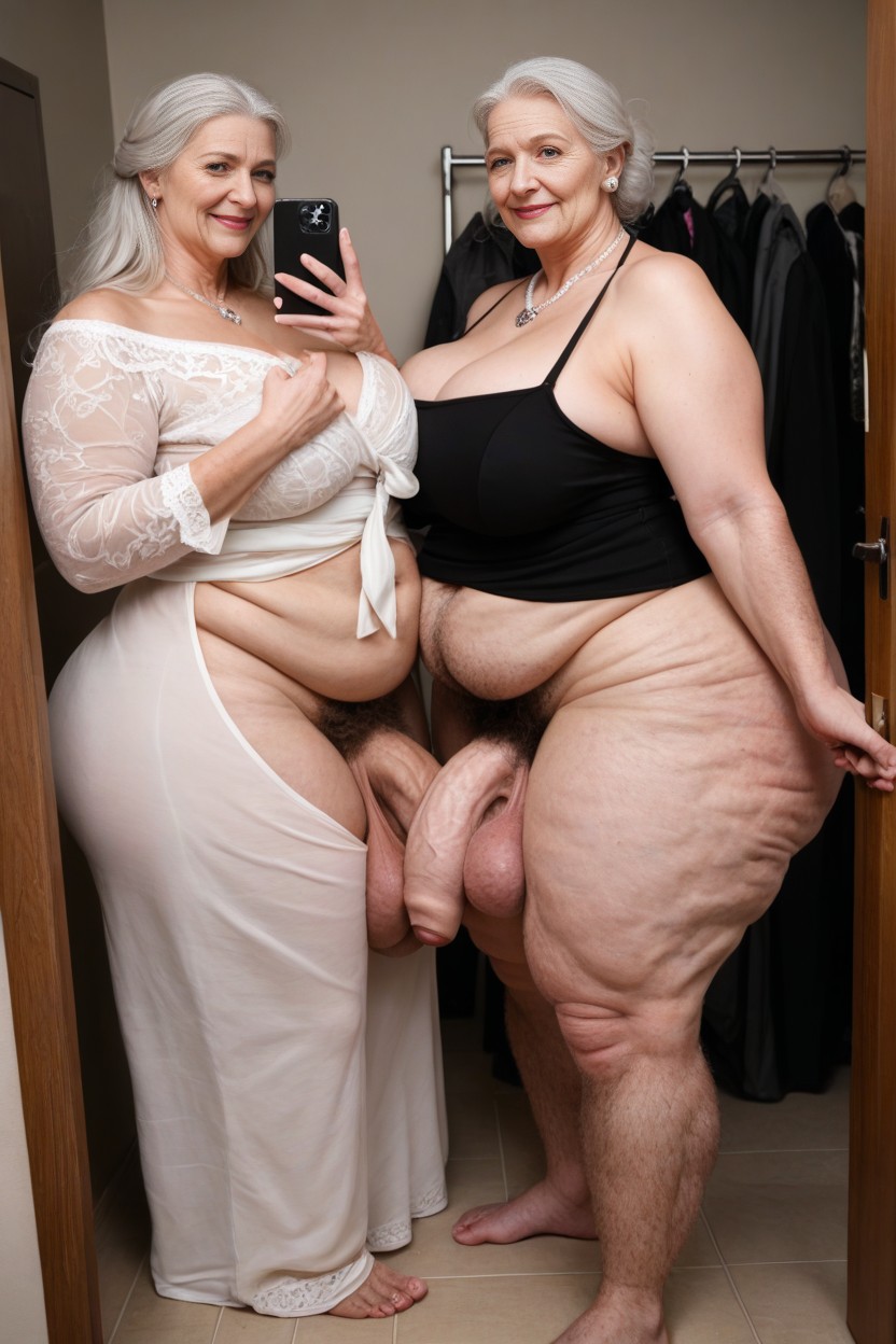 Standing In Dressing Room, Impossibly Huge Ass, Messy Hair AI Porn