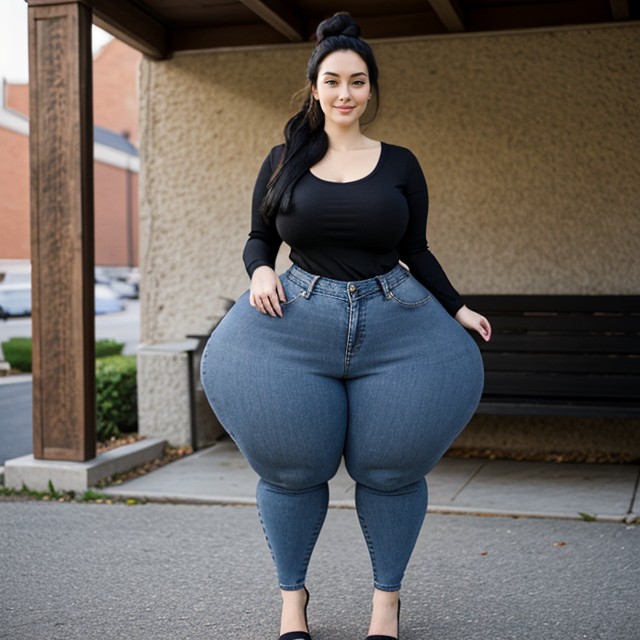 Massive Breast, Long Length, Front View AI Porn