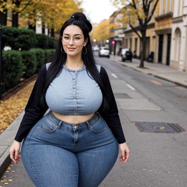 Beautiful Face, Hair Bun, Long Big Thick Sexy Legs AI Porn