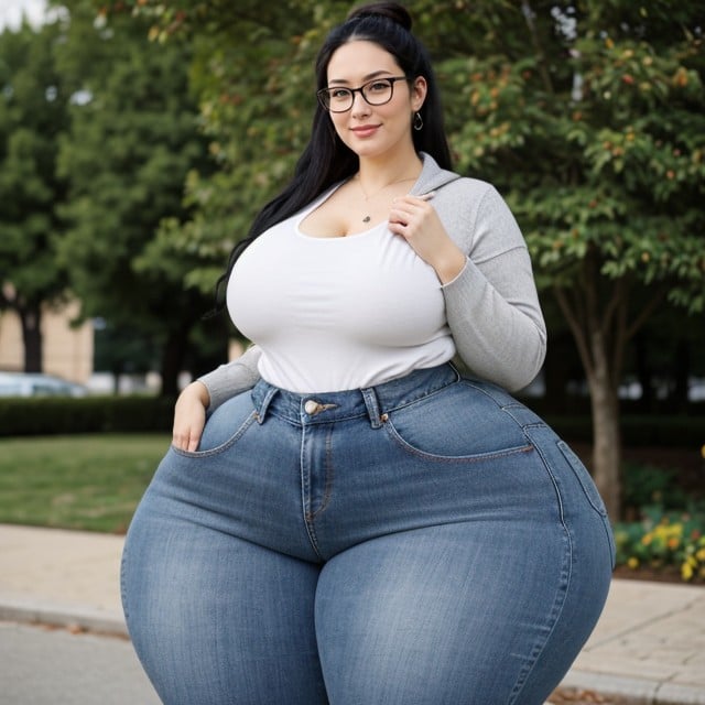 Hair Bun, Enormous Massive Wide Hips, Long Length AI Porn