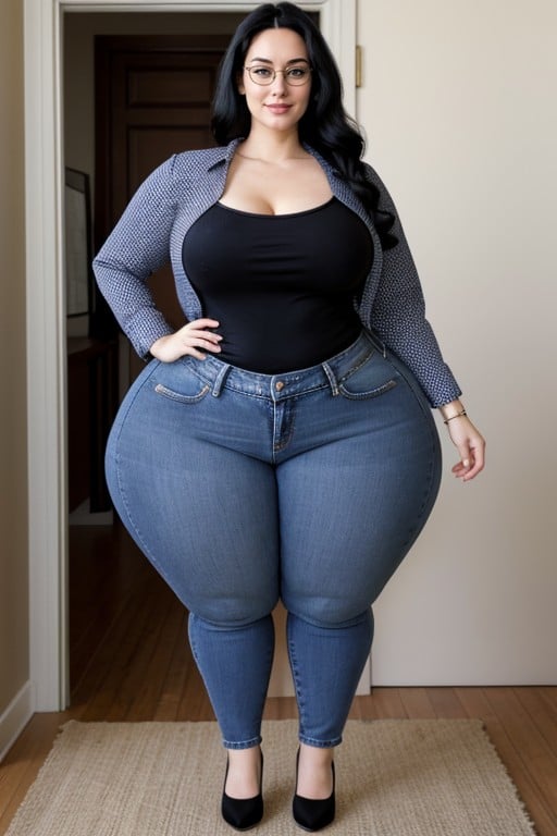 Beautiful Face, Long Big Thick Sexy Legs, Vista Frontal Pornografia de IA