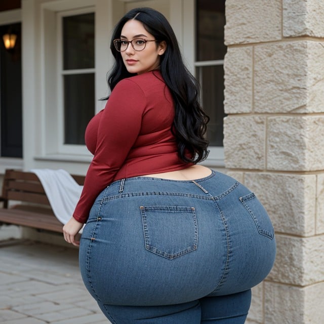 Massive Enormous Ass Booty, Long Sleeve Button Down Shirt, Ssbbw AI Porn