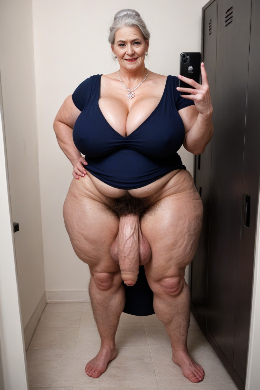 Fully Clothed, Hyper Saggy Balls, Hair Bun AI Porn