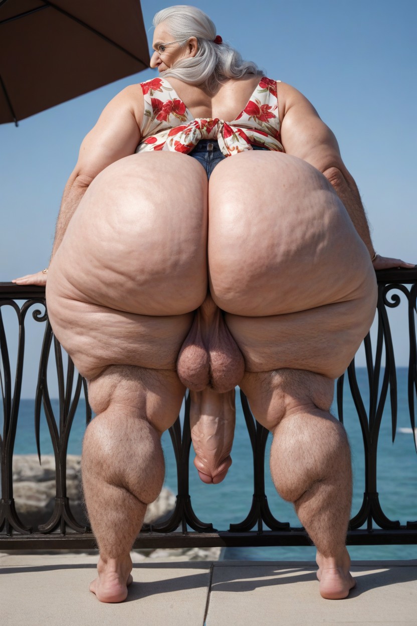 Ssbbw, Hairy Legs Pale Skinveiny Feet, Balcony AI Porn