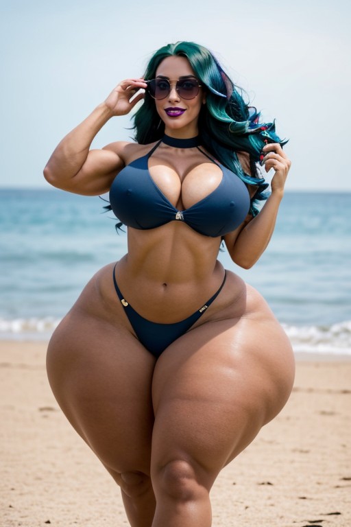 Goth Bimbo, Red Bikini, Black Choker AI Porn