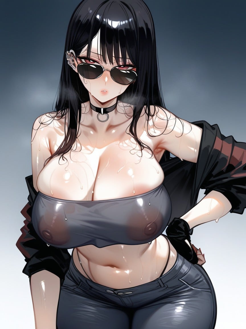 Worried Brow, Hyper Excessively Heavy Strong Oily/glossy/sweaty Skin Woman, Bending Over Hentai AI Porn